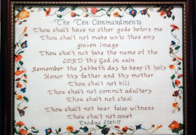 The Ten Commandments stitched by Latricia Estes